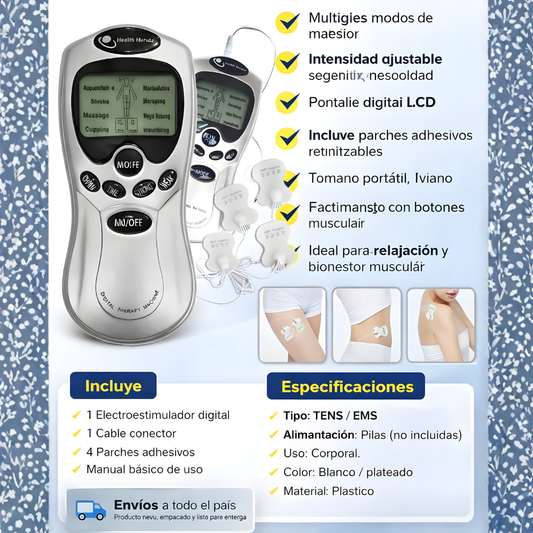 DISPOSITIVO DE TERAPIA DIGITAL – Alivia dolores musculares y tensión desde casa con electroestimulación profesional