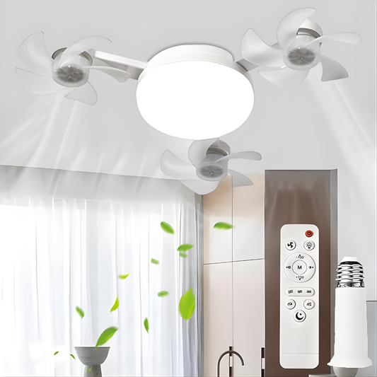 BOMBILLO VENTILADOR TRIPLE – Ilumina, refresca y ahorra espacio en un solo dispositivo