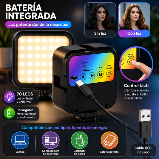 LUZ LED PORTÁTIL IDEAL – Contenido con mejor luz