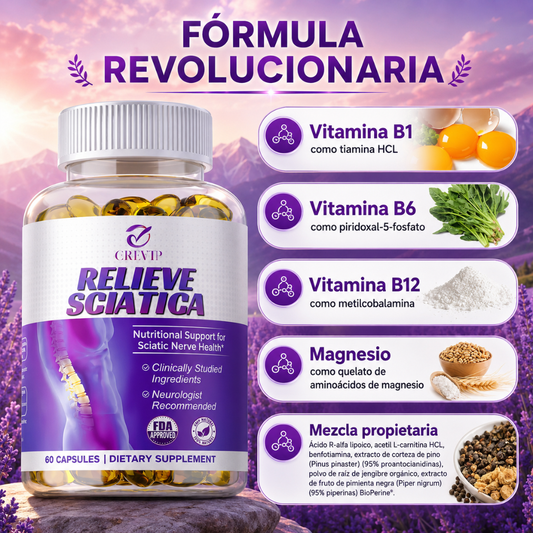 CÁPSULAS DE ALIVIO CIÁTICA RELIEVE SCIATICA – Apoyo diario para la comodidad de piernas, espalda y movilidad