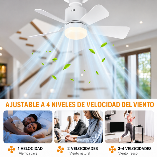 BOMBILLO VENTILADOR CON DISEÑO MODERNO 2 EN 1 – Iluminación ajustable, ventilación práctica y ahorro de energía en un solo producto