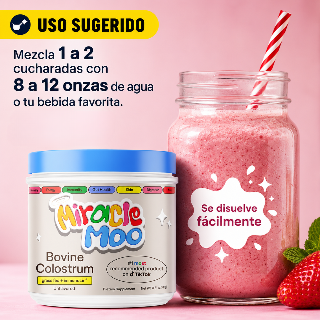 SUPLEMENTO DE CALOSTRO BOVINO MIRACLE MOO – Apoyo digestivo e inmune diario