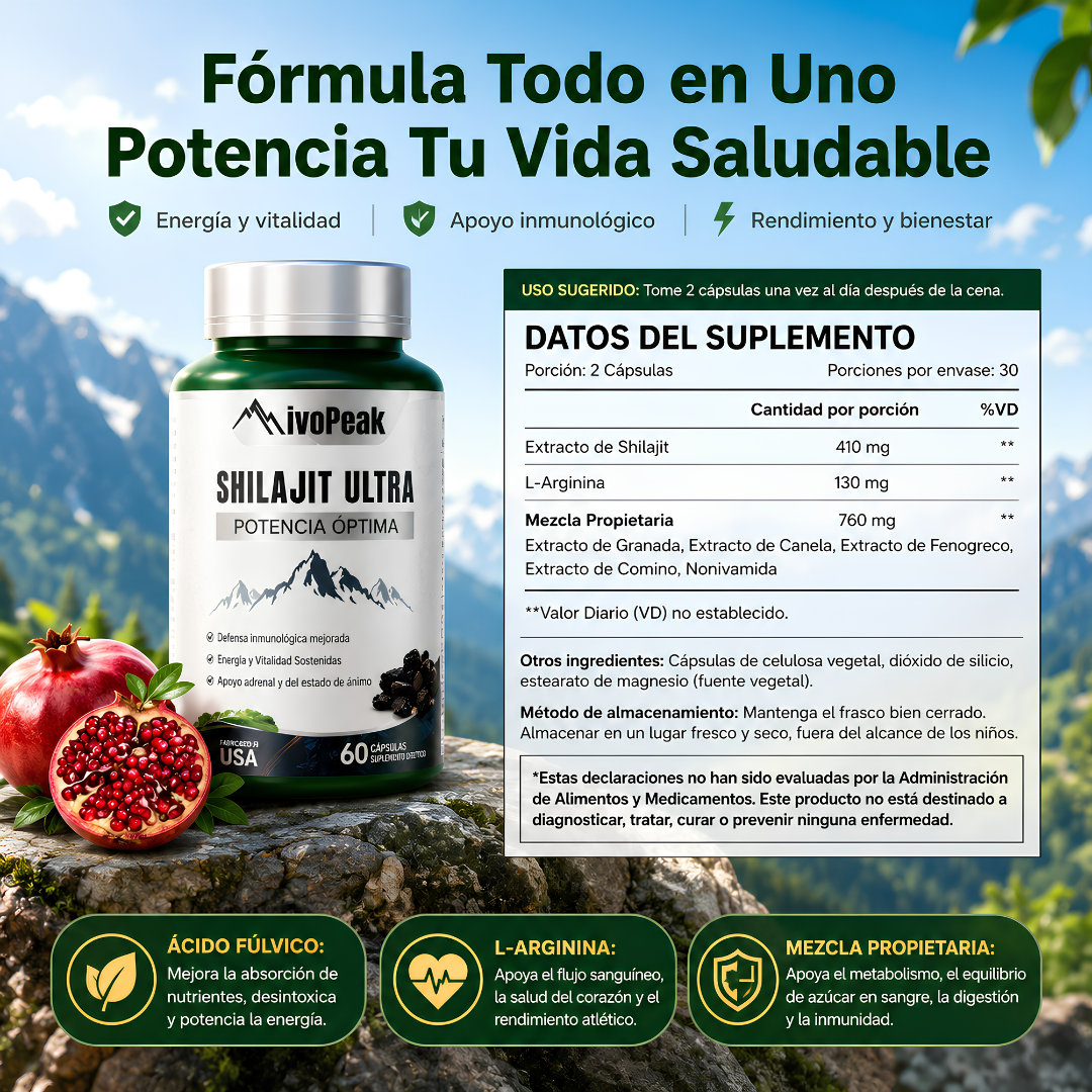 NivoPeak Shilajit Puro - El Potenciador natural de Testosterona N°1