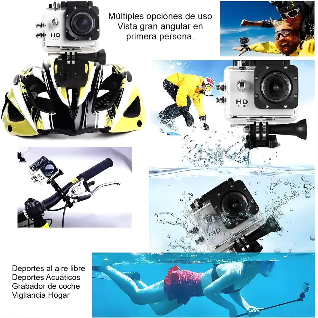 CÁMARA DEPORTIVA TIPO GO PRO SPORT 4K – Graba tus aventuras en alta definición, bajo el agua y en cualquier condición extrema