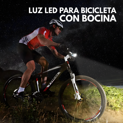 LUZ LED PARA BICICLETA CON BOCINA – Visibilidad total, alerta sonora y seguridad en cada recorrido