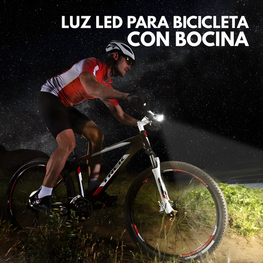 LUZ LED PARA BICICLETA CON BOCINA – Visibilidad total, alerta sonora y seguridad en cada recorrido