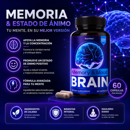 BRAIN MEMORY AND MOOD – Memoria, enfoque y nutrición cerebral para mantener tu mente activa cada día