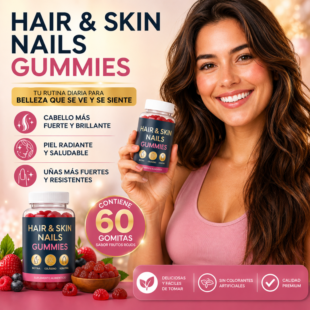 HAIR & SKIN NAILS GUMMIES – Apoyo capilar para cabello, piel y uñas más fuertes en tu rutina diaria