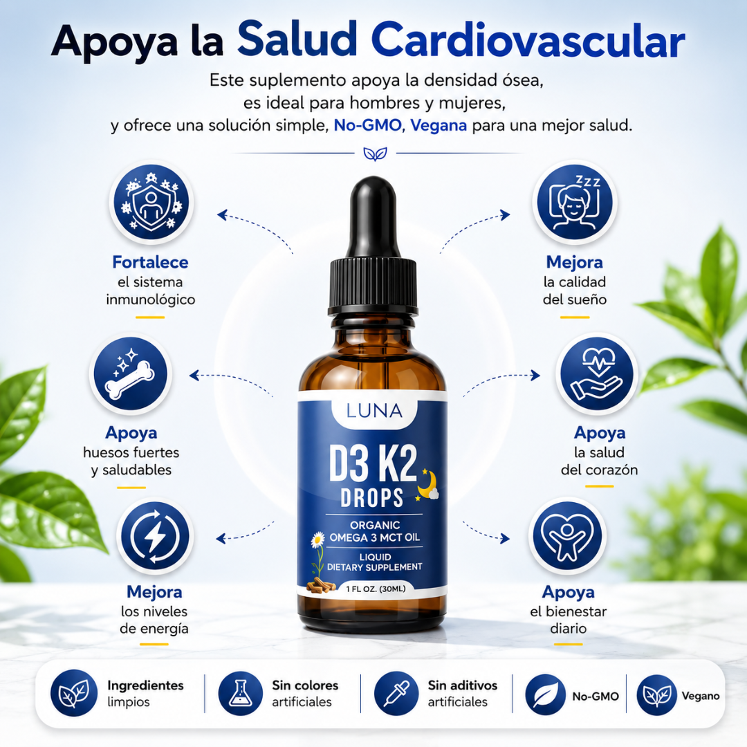 BELLA ALL NATURAL VITAMIN D3 K2 DROPS – Apoyo nocturno para metabolismo, bienestar y control corporal