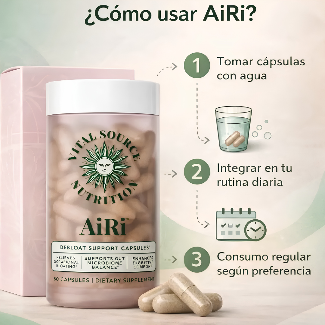 DEBLOAT SUPPORT CAPSULES AIRI – Apoyo digestivo para menos inflamación, más comodidad y abdomen ligero