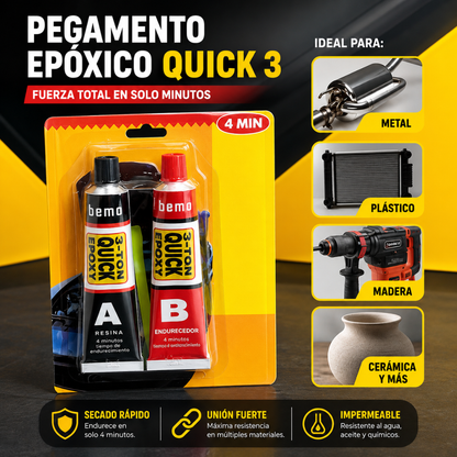 PEGAMENTO EPÓXICO QUICK 3 - Unión tipo soldadura