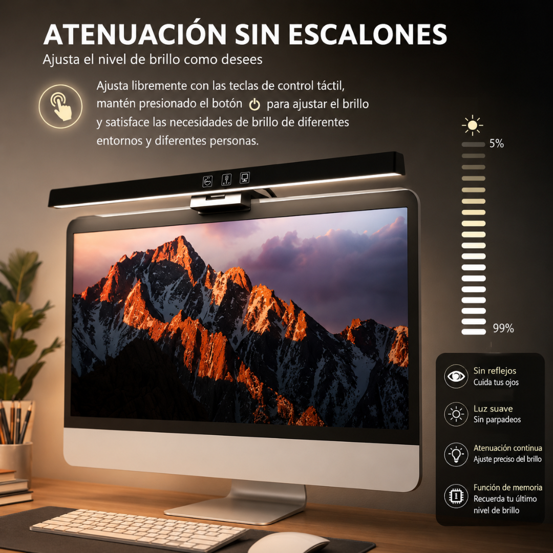 LAMPARA PARA MONITOR MODELO TB-30SA – Iluminación ajustable para trabajar con más comodidad visual