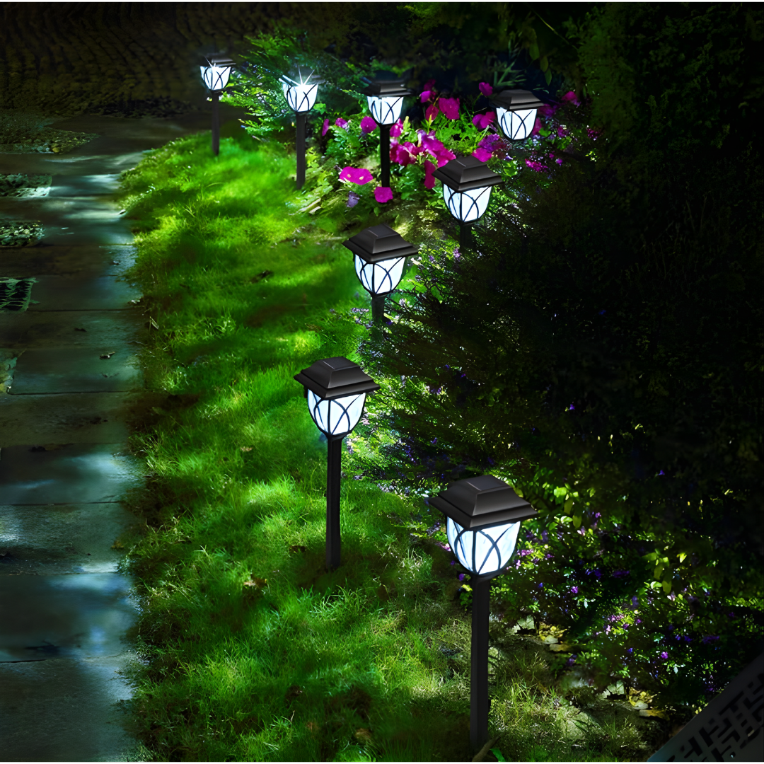 SET DE LUCES SOLARES LARA JARDÍN (6 PIEZAS) – Iluminación automática, ambiente elegante y energía sin cables