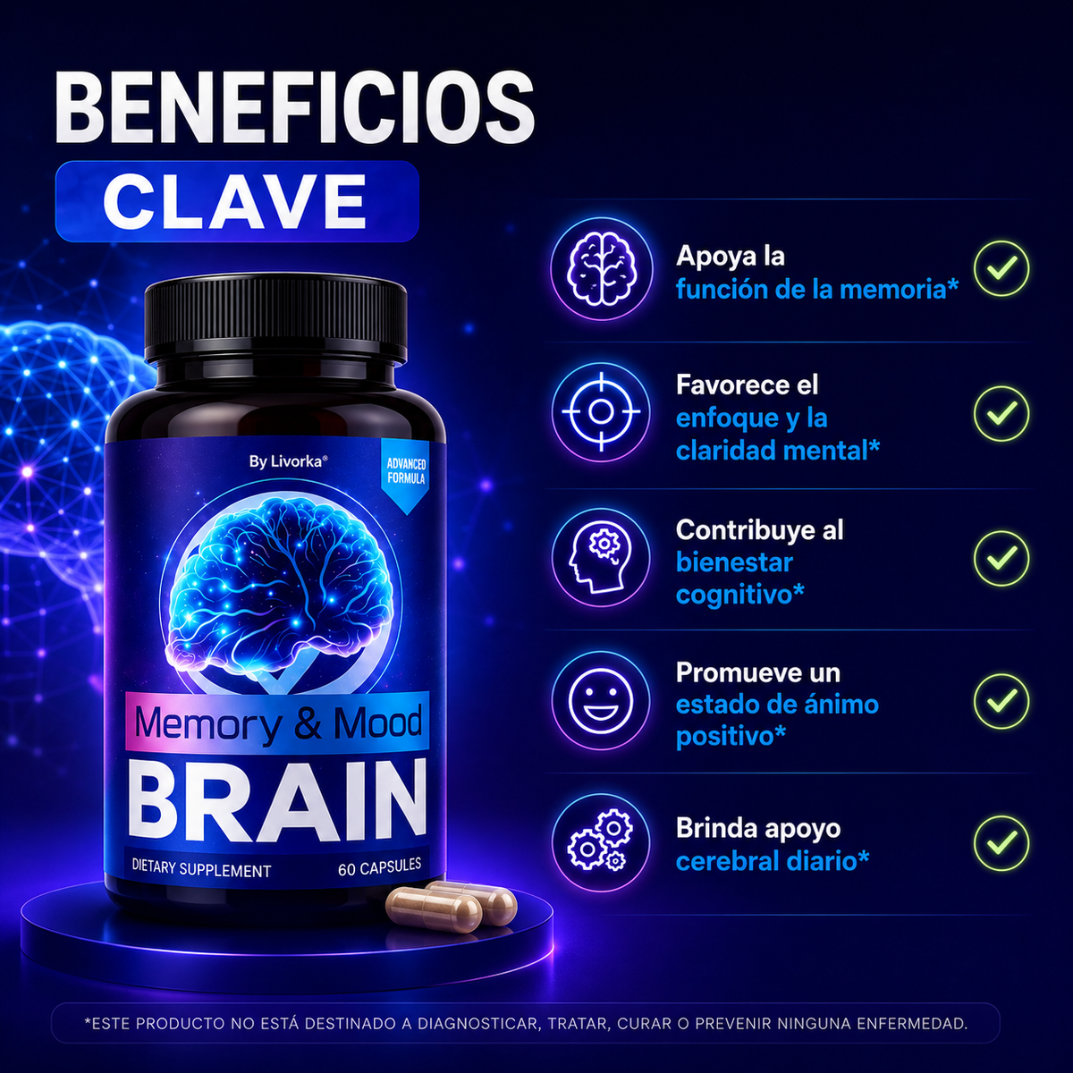 BRAIN MEMORY AND MOOD – Memoria, enfoque y nutrición cerebral para mantener tu mente activa cada día