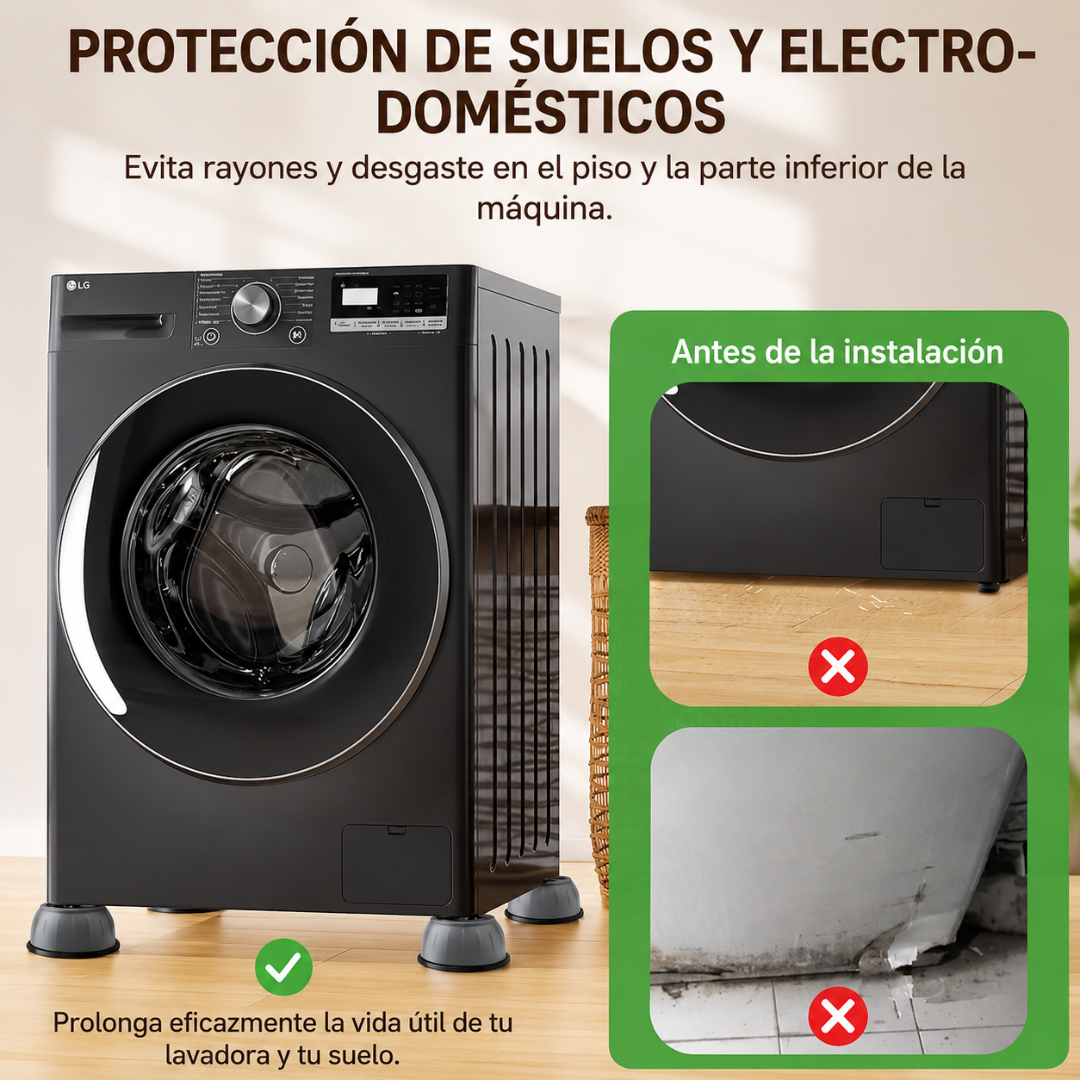 BASE PARA LAVADORA ANTIVIBRACIÓN (PACK x4) – Estabilidad total, menos movimiento y protección para tu hogar