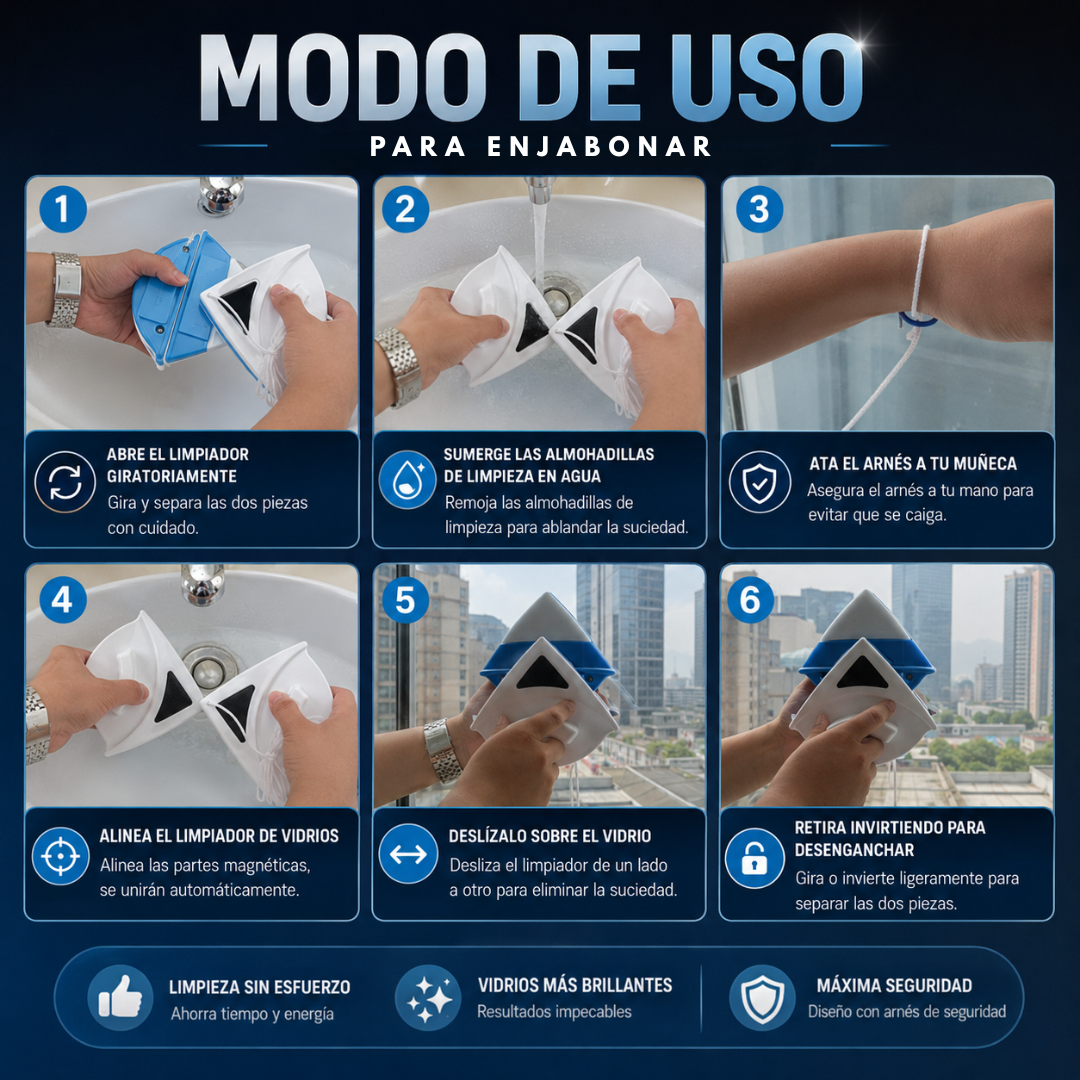 1 LIMPIA VIDRIOS ESQUINERO – Limpia ambos lados seguro