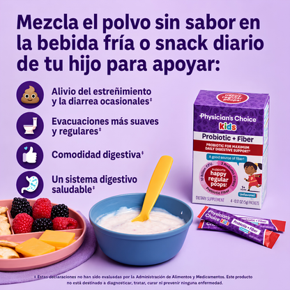 SUPPLEMENT PHYSICIAN'S CHOICE KIDS PROBIOTIC + FIBER 24 PACK – apoyo digestivo infantil para regularidad y bienestar diario