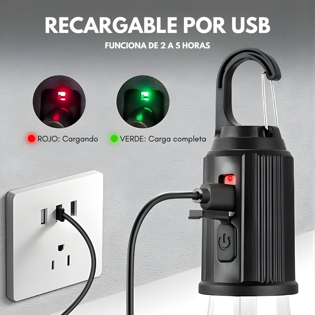 BOMBILLO LED PARA CAMPING – Iluminación potente, portátil y lista para cualquier aventura