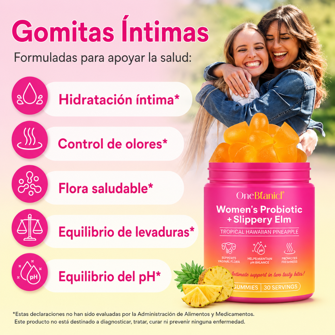 WOMEN'S PROBIOTIC+ SLIPPERY ELM — Bienestar íntimo femenino en gomitas de piña