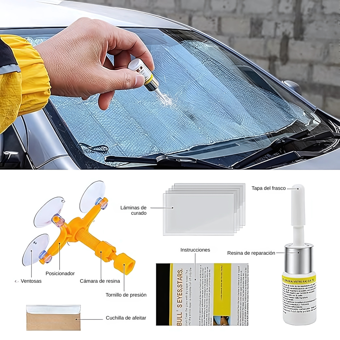 KIT REPARADOR DE VIDRIO — Resultados profesionales en minutos sin salir de casa