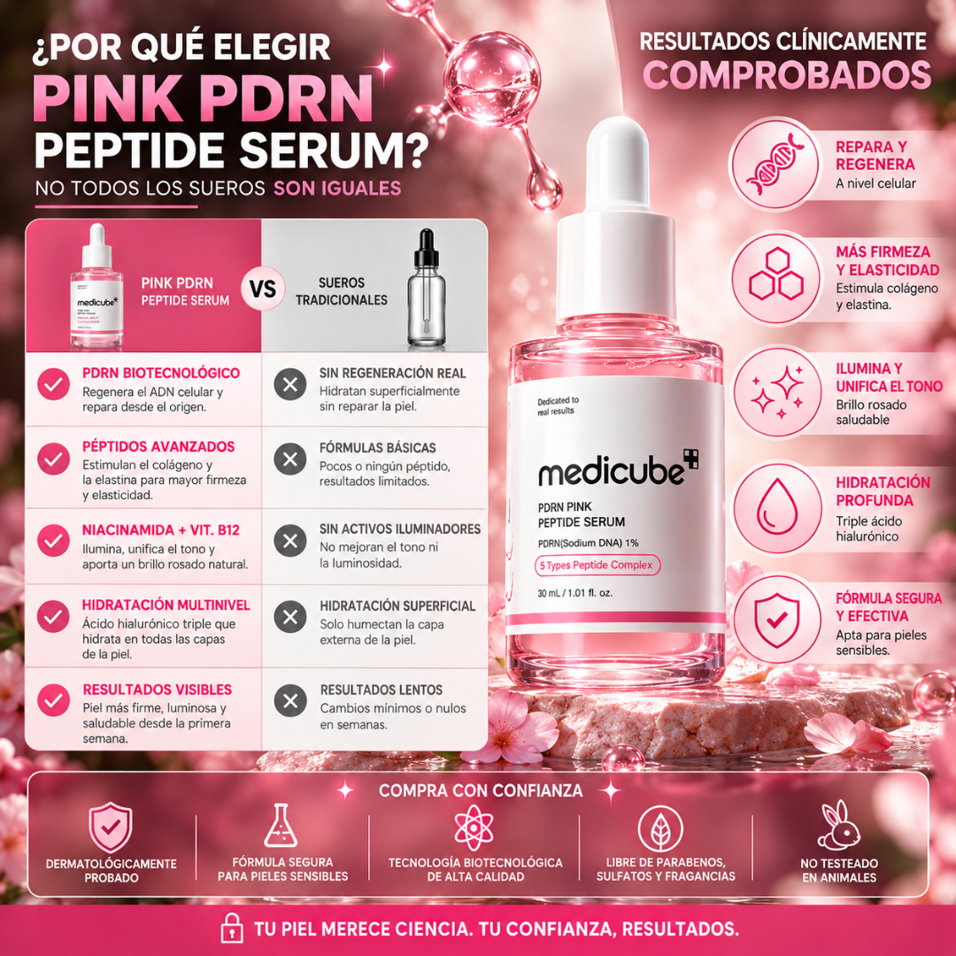 MEDICUBE PDRN PINK PEPTIDE SERUM – Firmeza, hidratación y luminosidad