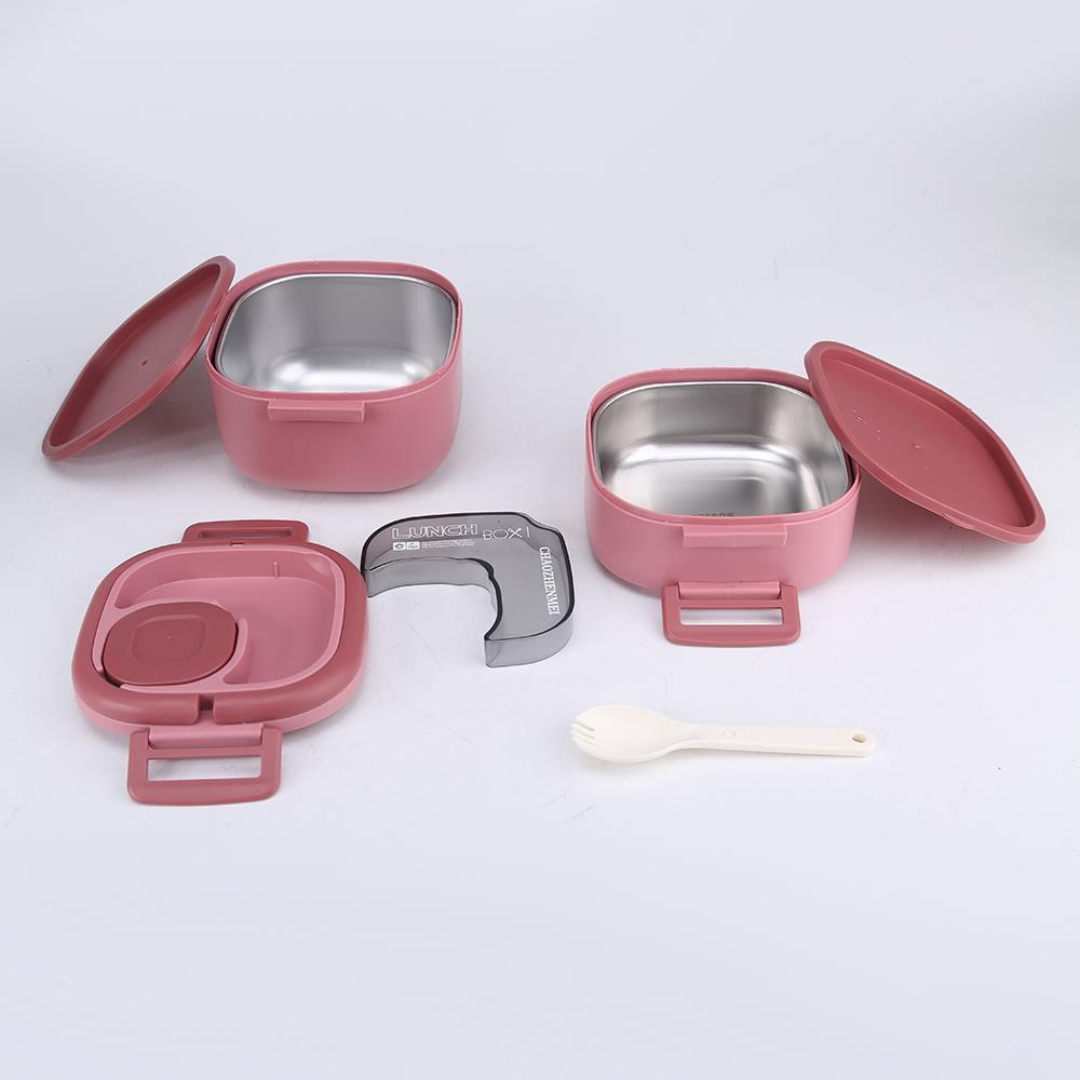 LONCHERA TERMICA DE DOBLE COMPARTIMENTO CON CAPACIDAD DE 900 ML Y 1000 ML - Comida organizada, práctica y lista para llevar