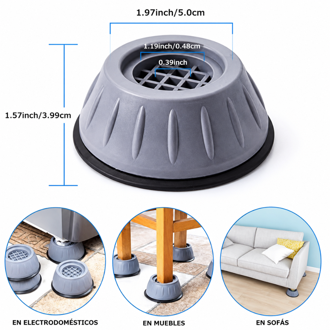 BASE PARA LAVADORA ANTIVIBRACIÓN (PACK x4) – Estabilidad total, menos movimiento y protección para tu hogar