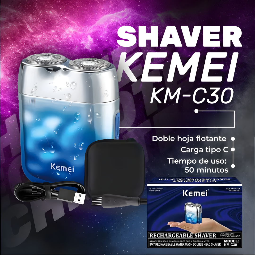 MINI AFEITADORA PORTÁTIL KEMEI T02 – Afeitado rápido, preciso y perfecto en cualquier momento