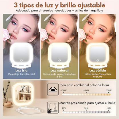 MINI ESPEJO DE MAQUILLAJE SURTIDO CON LUZ LED MAKEUP MIRROR – Precisión total, iluminación perfecta y retoques impecables en cualquier momento