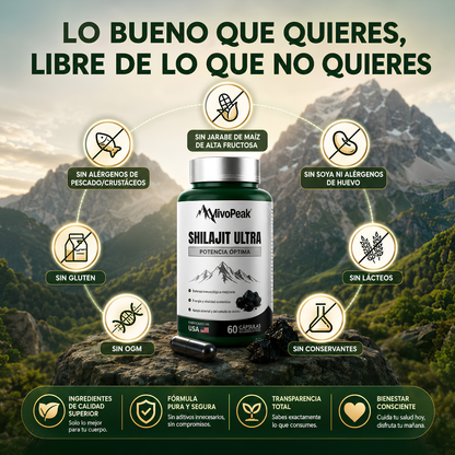 NivoPeak Shilajit Puro - El Potenciador natural de Testosterona N°1