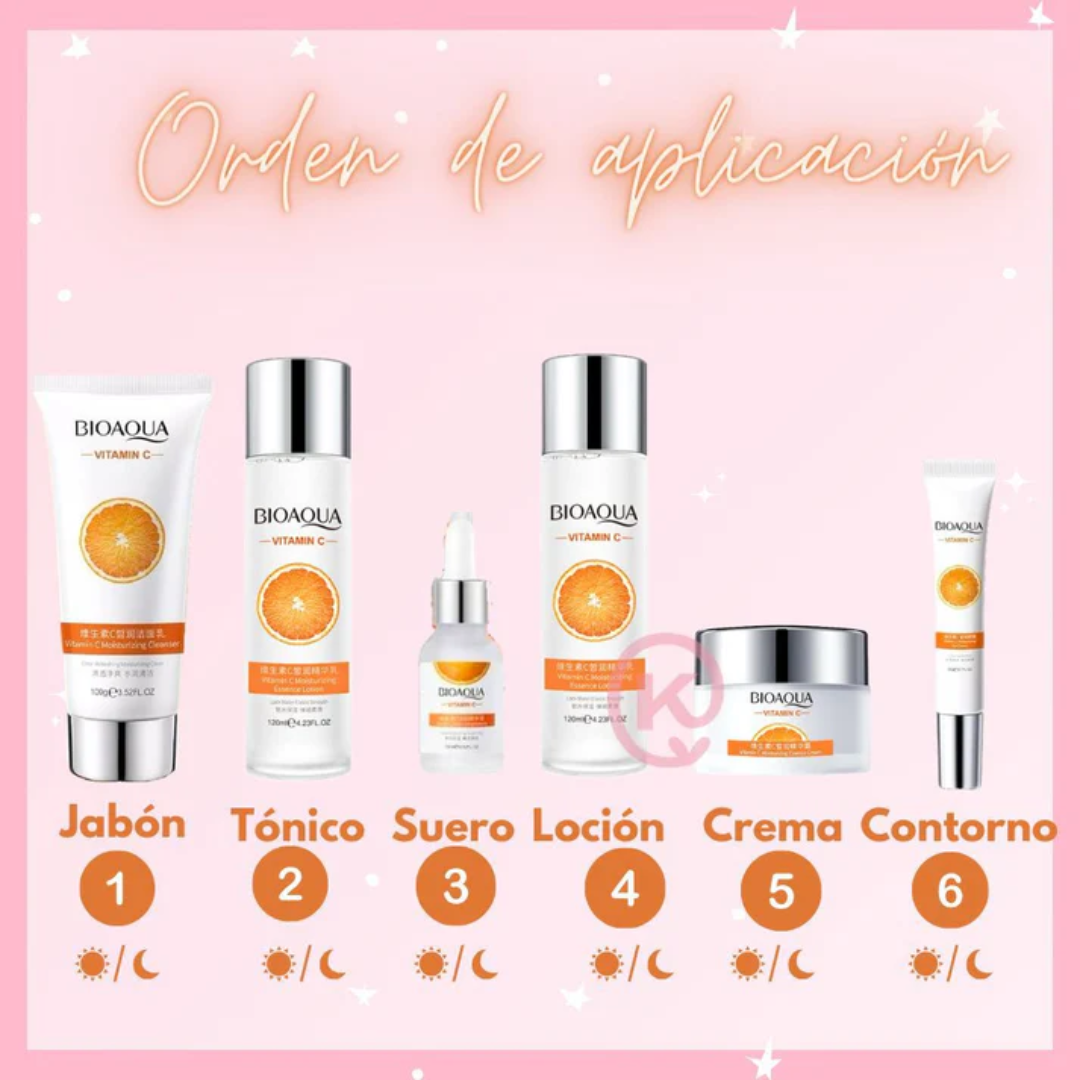 KIT DE VITAMINA C BIOAQUA - Rutina completa iluminadora y antimanchas