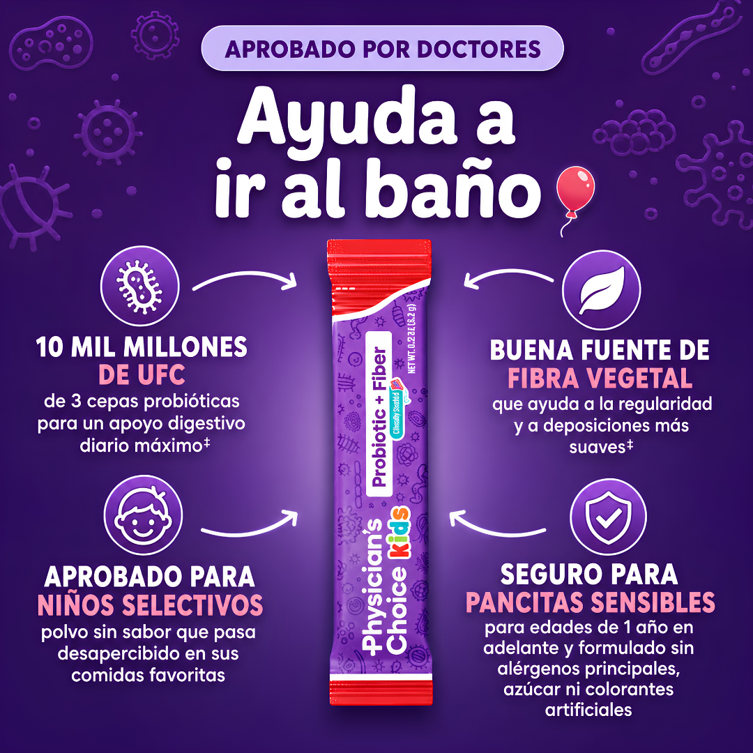 SUPPLEMENT PHYSICIAN'S CHOICE KIDS PROBIOTIC + FIBER 24 PACK – apoyo digestivo infantil para regularidad y bienestar diario
