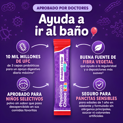 SUPPLEMENT PHYSICIAN'S CHOICE KIDS PROBIOTIC + FIBER 24 PACK – apoyo digestivo infantil para regularidad y bienestar diario