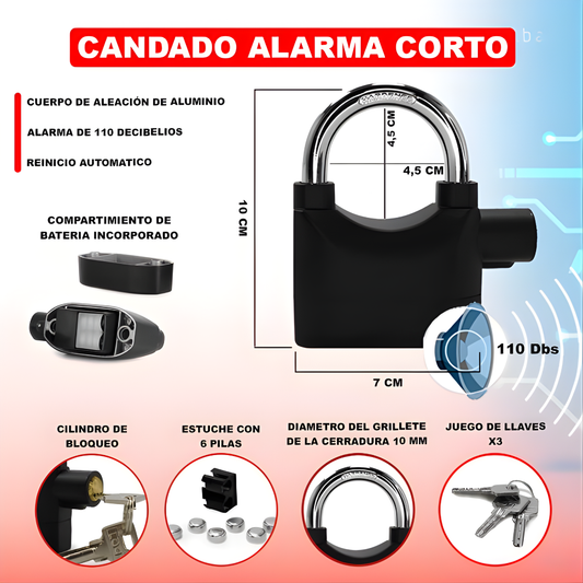 CANDADO DE SEGURIDAD CON ALARMA – Protección activa, alerta inmediata y tranquilidad en todo momento