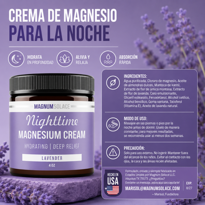 CREMA DE MAGNESIO NOCTURNA MAGNUM SOLACE – Relajación y descanso nocturno