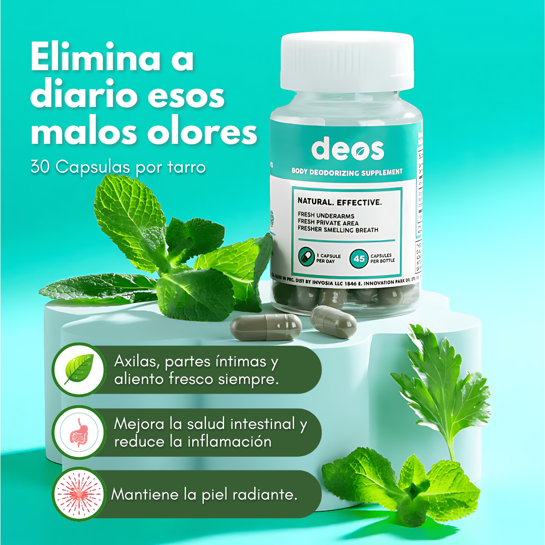 DEOS BODY DEODORIZING SUPPLEMENT — Frescura interna y confianza durante todo el día