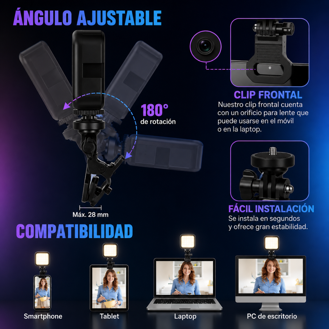LUZ LED PORTÁTIL IDEAL – Contenido con mejor luz