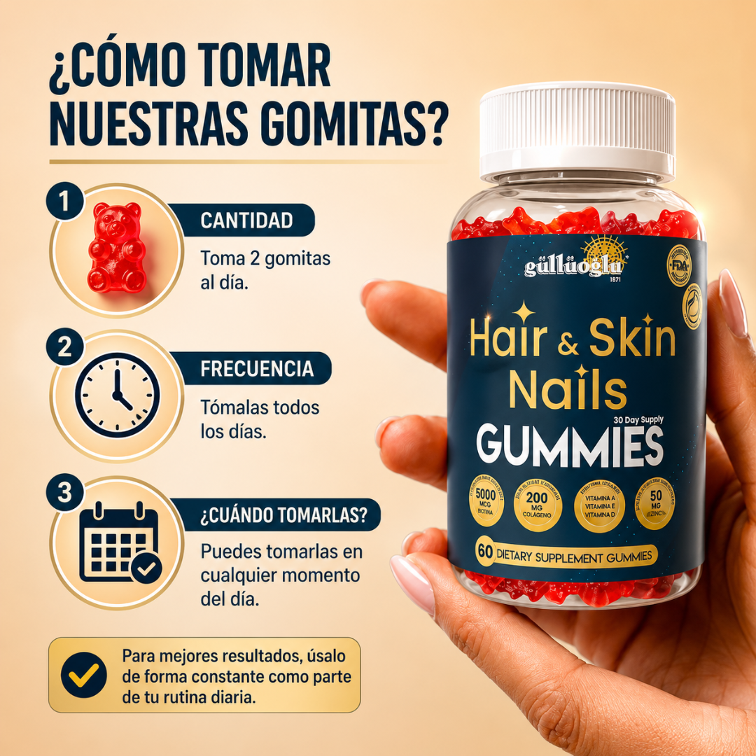 HAIR & SKIN NAILS GUMMIES – Apoyo capilar para cabello, piel y uñas más fuertes en tu rutina diaria