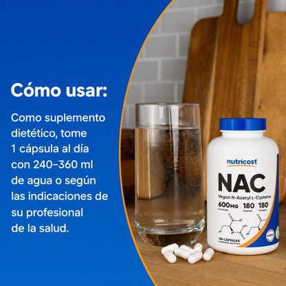 NAC — Apoya el pecho, la garganta y la detoxificación