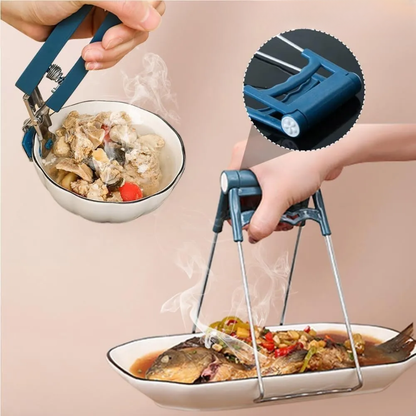 KIT DE PINZAS ANTIDESLIZANTES PARA PLATOS ACERO INOXIDABLE - Seguridad total para manipular platos y ollas calientes