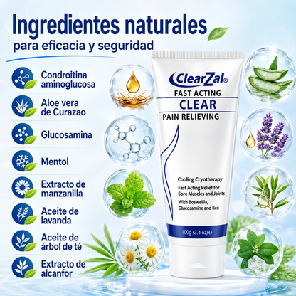 CLEARZAL FAST ACTING CLEAR GEL – Alivio tópico refrescante para músculos, articulaciones y zonas sensibles