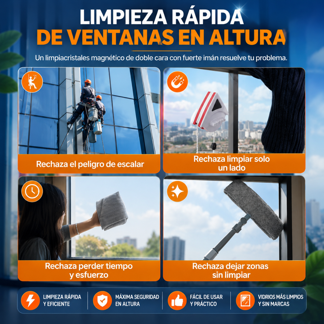 1 LIMPIA VIDRIOS ESQUINERO – Limpia ambos lados seguro