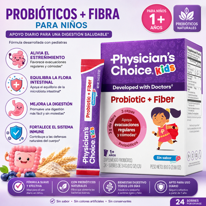 SUPPLEMENT PHYSICIAN'S CHOICE KIDS PROBIOTIC + FIBER 24 PACK – apoyo digestivo infantil para regularidad y bienestar diario