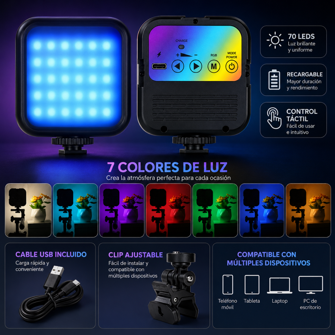 LUZ LED PORTÁTIL IDEAL – Contenido con mejor luz