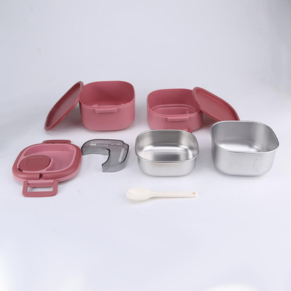 LONCHERA TERMICA DE DOBLE COMPARTIMENTO CON CAPACIDAD DE 900 ML Y 1000 ML - Comida organizada, práctica y lista para llevar