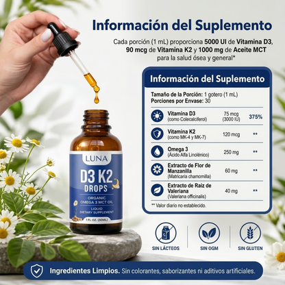 BELLA ALL NATURAL VITAMIN D3 K2 DROPS – Apoyo nocturno para metabolismo, bienestar y control corporal