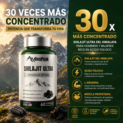 NivoPeak Shilajit Puro - El Potenciador natural de Testosterona N°1