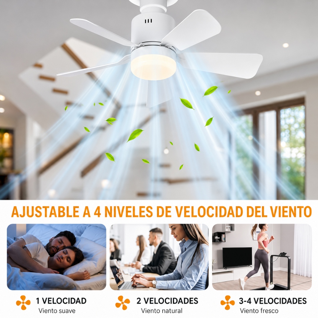 BOMBILLO VENTILADOR CON DISEÑO MODERNO 2 EN 1 – Iluminación ajustable, ventilación práctica y ahorro de energía en un solo producto