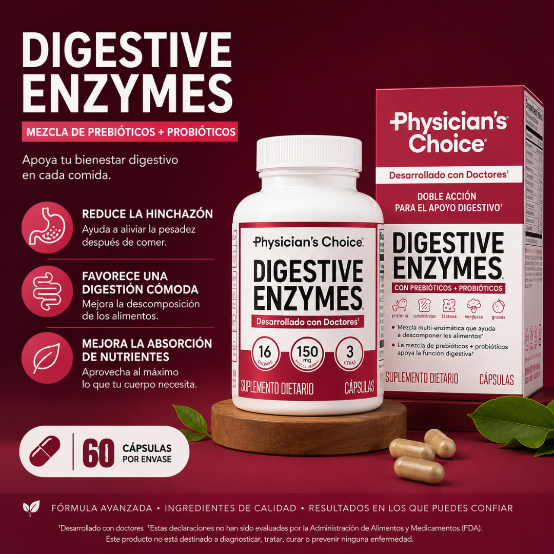 ENZIMAS DIGESTIVAS – Apoyo digestivo para menos pesadez, mejor evacuación y abdomen más ligero