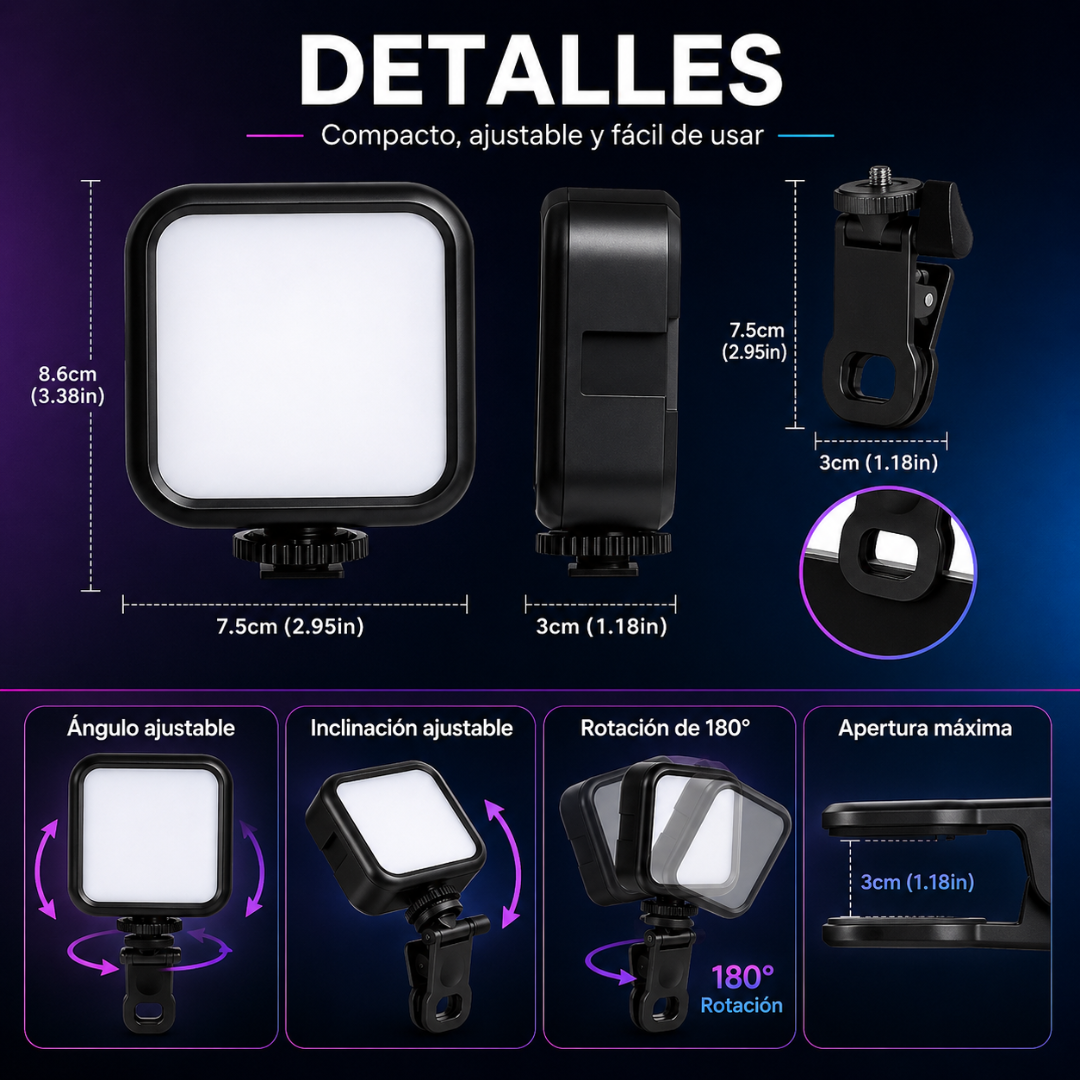 LUZ LED PORTÁTIL IDEAL – Contenido con mejor luz